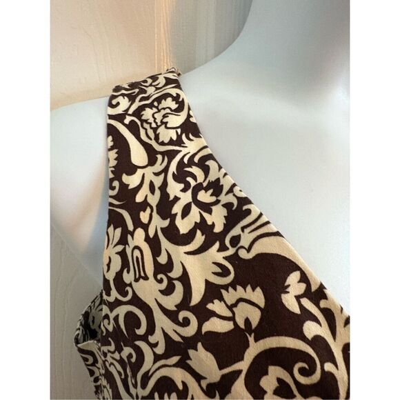 DBY LTD.  Brown and Cream Floral  Sleeveless V-Neck Knee Length Dress. size 12 - Picture 5 of 11